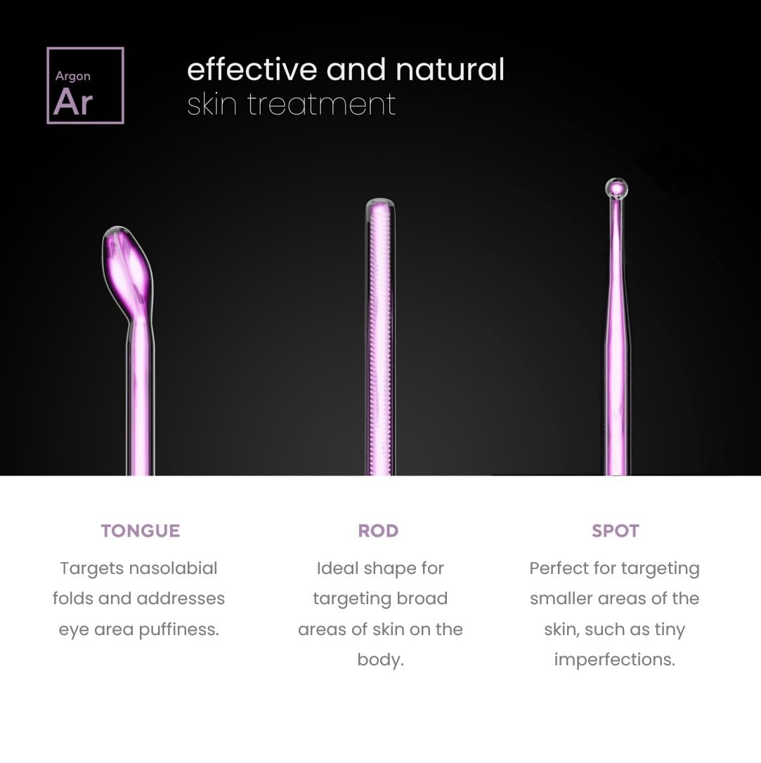 Professional Skin Therapy Wand - NuDerma - Portable Handheld High Frequency Skin Therapy Machine with 6 Neon & Argon Wands - Acne Treatment - Skin Tightening
