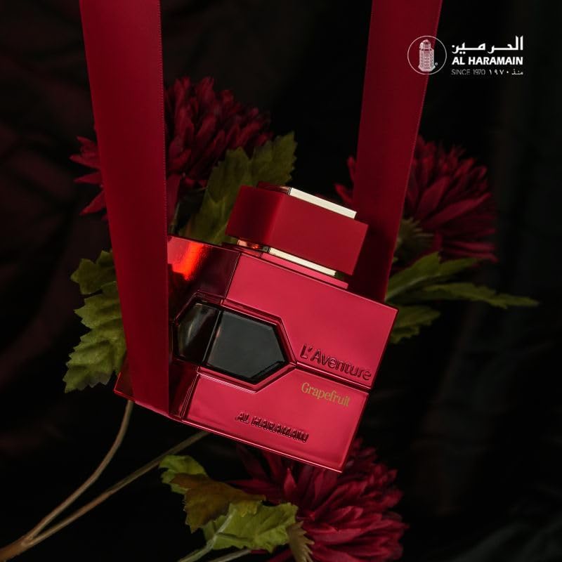 Al Haramain LAventure Grapefruit Red for Unisex - Arabian Perfume for Women and Men - Floral Fruity Fragrance - Arabic Long Lasting Perfume - Eau De Parfum Spray - 3.33 oz EDP Spray