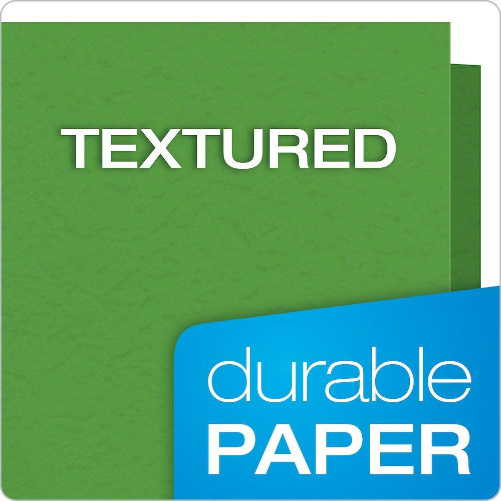 Oxford Duotangs with Two Pockets and 2-Prong Fasteners, Letter Size, Light Green, 135-Sheet Capacity, Textured Paper with Business Card Holder, 25-Pack, for School, Office or Presentations