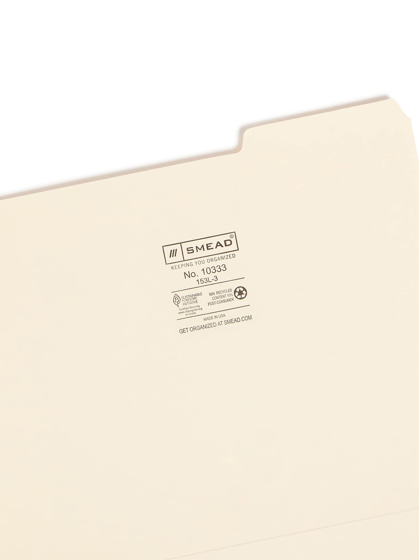 Smead Folder, Letter, 11 Point, 1/3 Cut #3 Tab, Manila, 100 Per Box (10333)