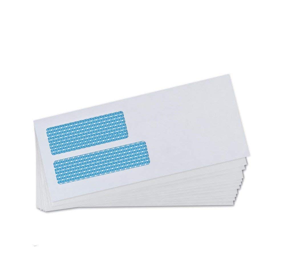 Aimoh 500 Count #10 Double Window Self Seal Security Envelopes - for Invoices, Statements & Business Mailings, Security Tinted - EnveGuard, Size 4-1/8 x 9-1/2 -White -24 LB(30001)