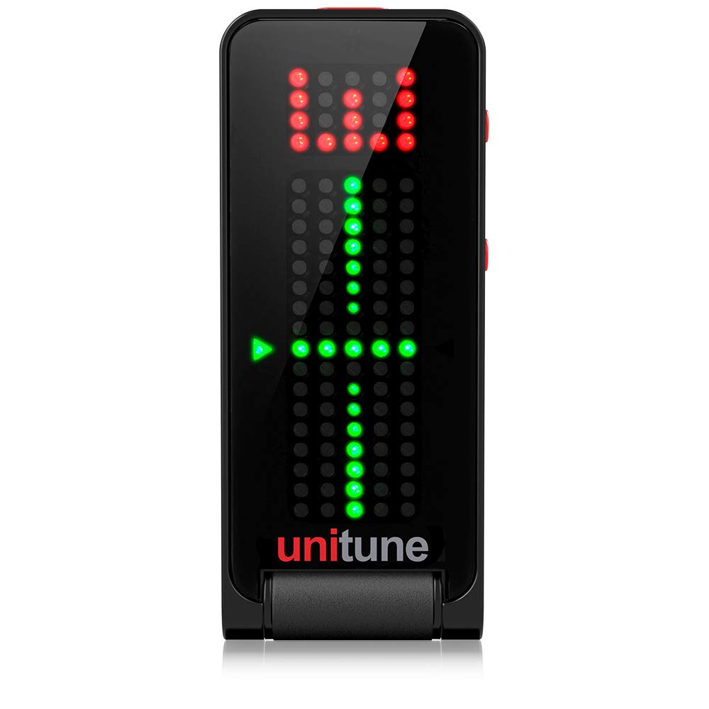 TC Electronic UNITUNE CLIP NOIR Headline Black Clip-On Tuner with Strobe and Chromatic Modes and 108 LED Matrix Display for Uncompromised Tuning Quality