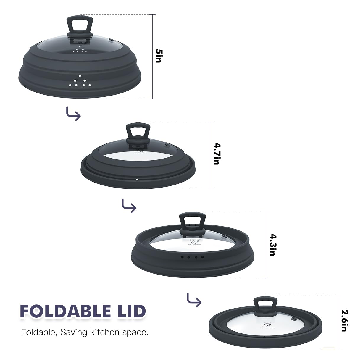 Microwave Vented Glass Splatter Guard Lid Splatter Guard Cover with Silicone Collapsible Food Saver as 10.8" Plate for 6.2" Plates 10" for 6.1" Plates and Bowls