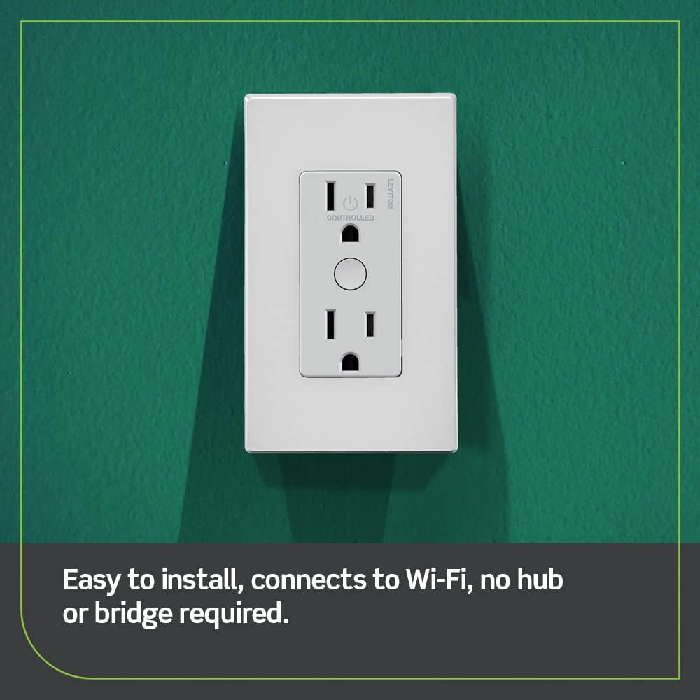 Leviton Decora Smart Outlet, Tamper-Resistant 15A, Wi-Fi 2nd Gen, D215R-1RW, White