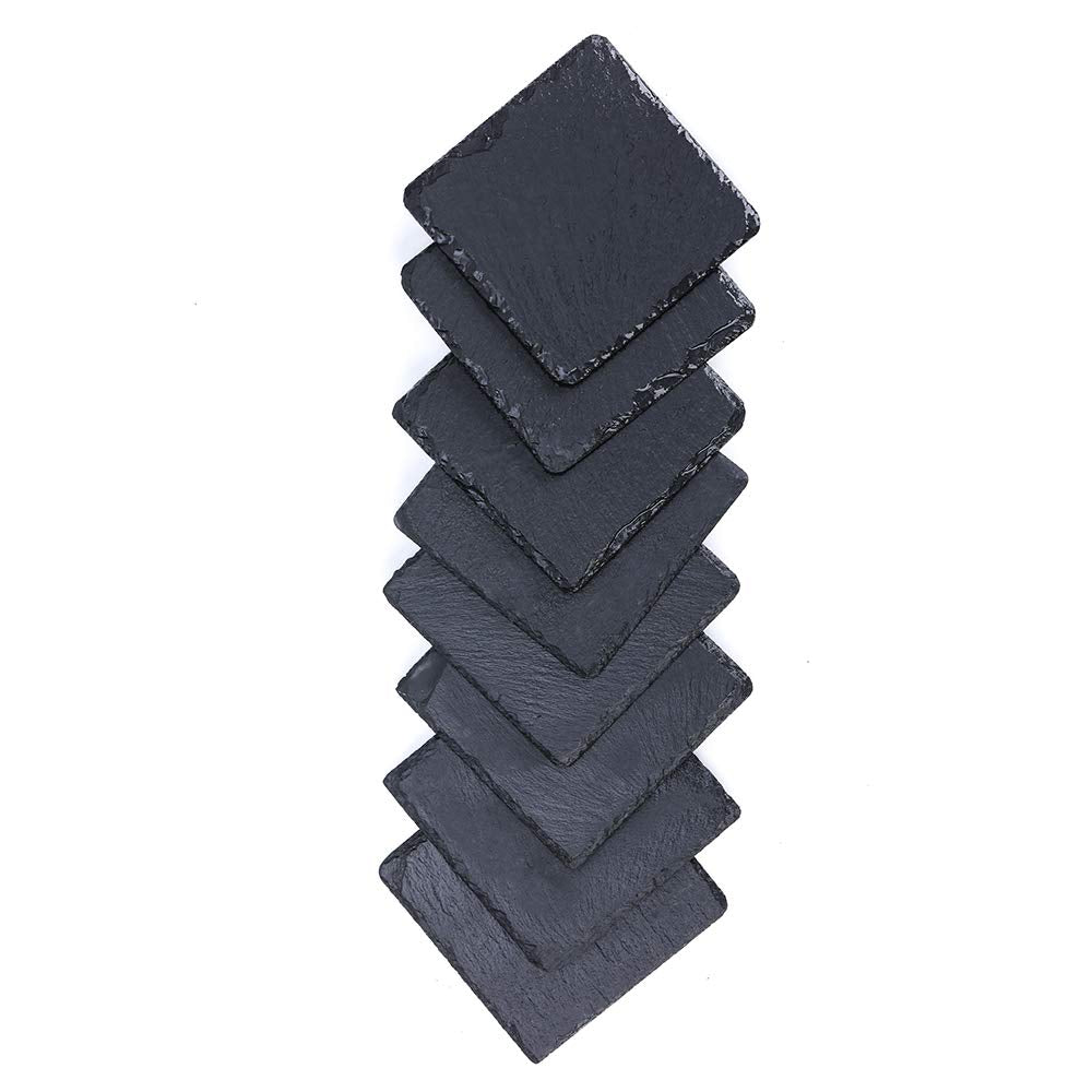 60packs Bulk Slate Coasters, Anti-Slip Drink Coasters, Engraving Available, Bulk Square Coasters for Drinks, Black Stone 4 x 4 Inch Square
