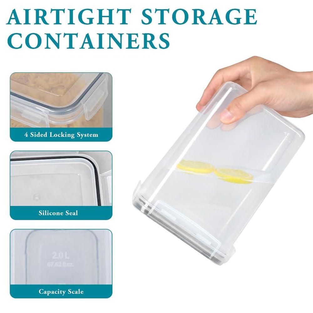 16Pcs Airtight Food Storage Container Set with Lids - Pantry Organization and Storage with Labels & Marker, BPA-Free Plastic Leak-proof Canisters for Kitchen Flour & Sugar Organizer