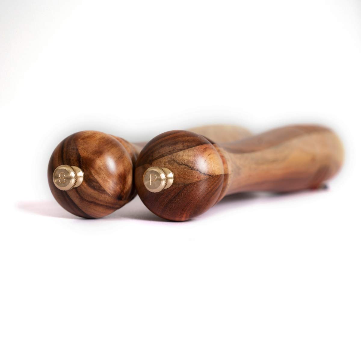 DeroTeno Salt and Pepper Mill Set, Pepper Grinder with Adjustable Stainless Steel Grinder, Salt Grinder with Ceramic Grinder, Acacia Wood, Height 30 cm / 12 inch