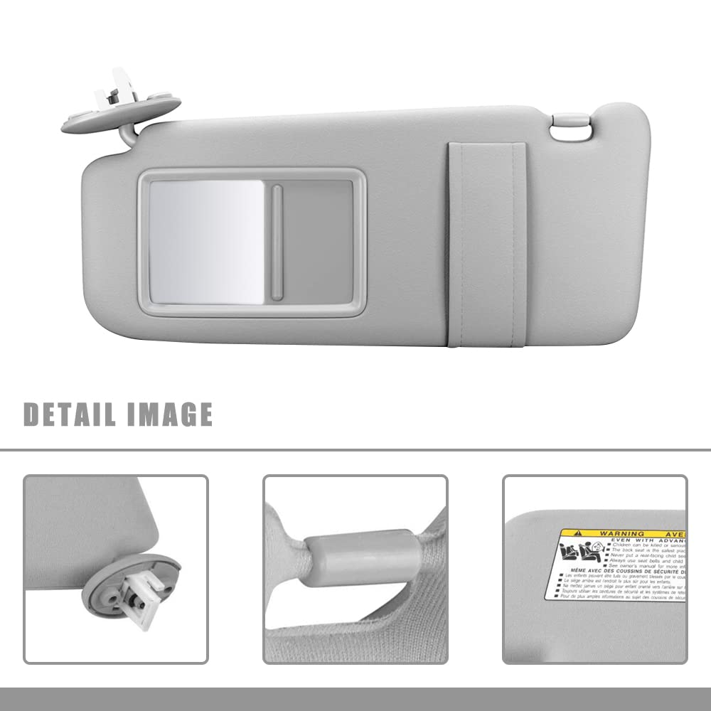 Left Driver Side Sun Visor Replacement for Toyota Venza 2009 2010 2011 2012 2013 2014 2015 2016 with Sunroof and Light (Gray)
