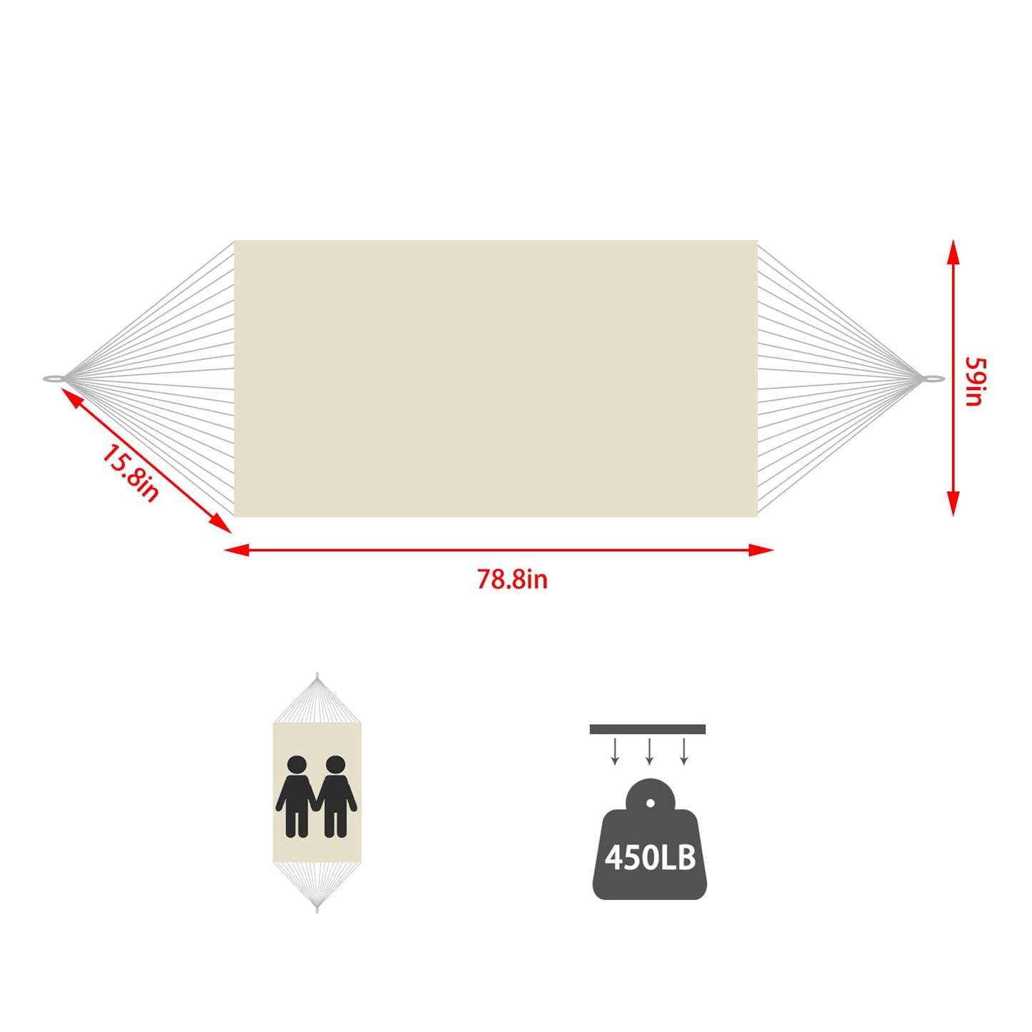 YAERSI Canvas Hammock,Camping Hammock with Elegant Tassels Load 450 lbs,Canvas Cotton Hammock for Outdoor Indoor