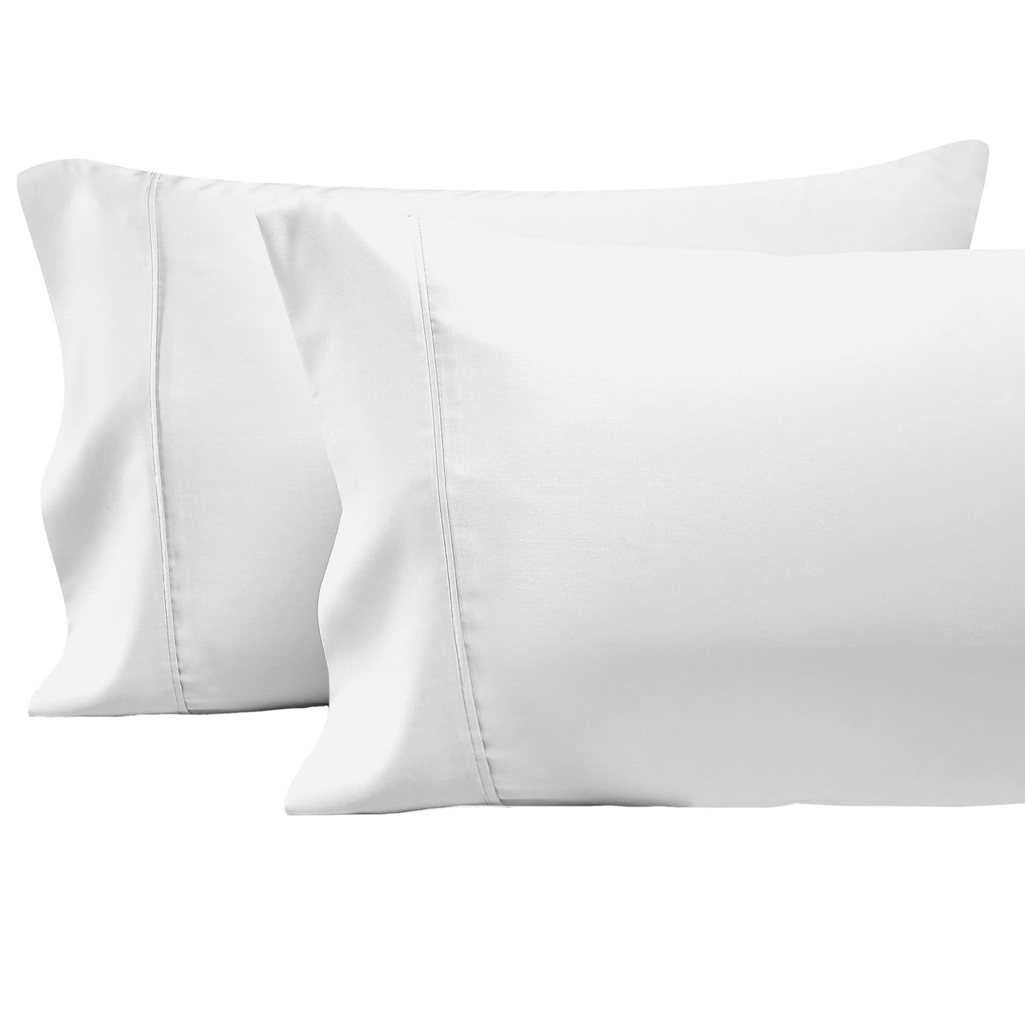 Pizuna Cotton King Pillow Cases 2 Pack White, 400 Thread Count 100% Long Staple Combed Cotton Sateen Weave Pillowcase with Stylish 10 cm Hem (100% Cotton King Pillow Covers White)