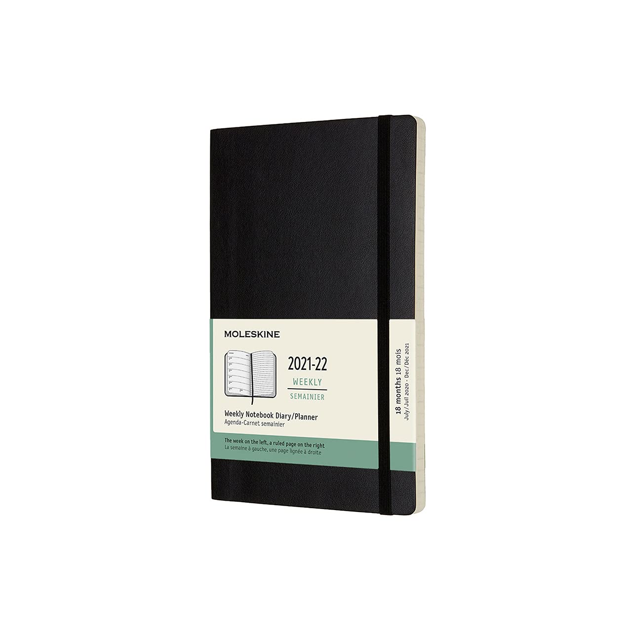 Moleskine Classic 18 Month 2021-2022 Weekly Planner, Soft Cover, Large (5" x 8.25"), Black