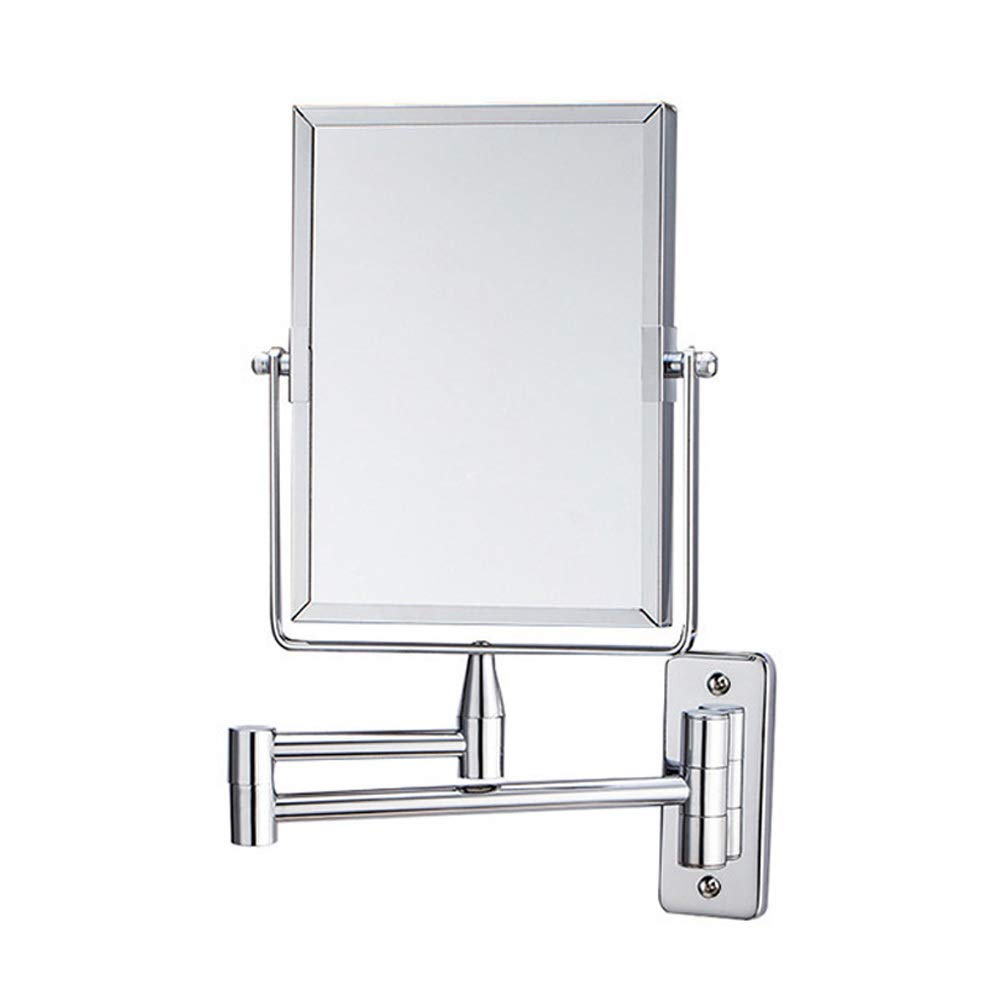 KANG// Bathroom Wall Mirror, Folding Space Aluminum Alloy Telescopic Mirror, Double Sided Shaving Mirror with 3X Magnifier, 39 x 34 cm, Wall Mount, Modern Style