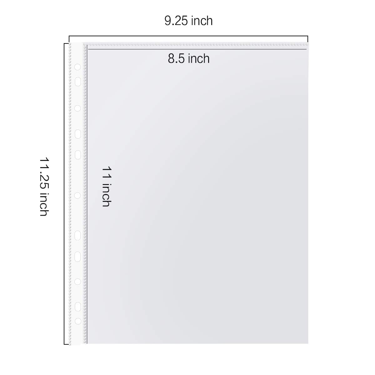 Sheet Protectors, PANDRI 500 Pack Clear Heavy Duty Plastic Page Protectors Sheet Reinforced 11-Hole Fit for 3 Ring Binder Fits Standard 8.5 x 11 Paper, 9.25 x 11.25 Top Loaded, Acid Free