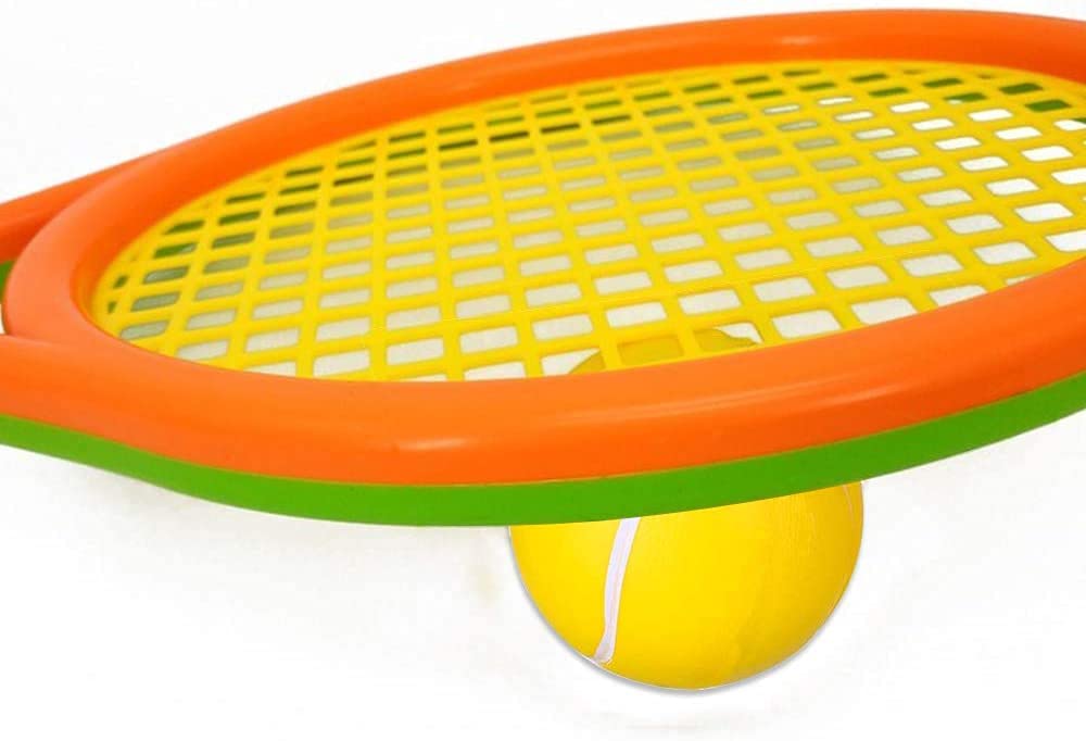 Nileatry Toddler Tennis Racket, Kids Badminton Set Include 2 Soft Ball, 2 Tennis Ball and 4 Badminton Shuttlecocks for Baby, Orange&Green