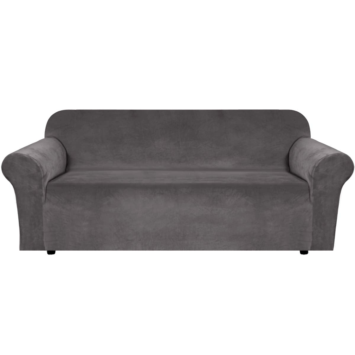 Thick Velvet Stretch Sofa Covers 3 Seater Couch Covers for Living Room Sofa Slipcovers Furniture Covers with Elastic Bottom, Soft Thick Fabric Washable (Sofa 3 Seater, Grey) 72 inch -90 inch