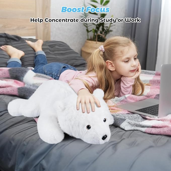 23" & 4.5 lbs Polar Bear Weighted Stuffed Animals, Cuddly & Soft Kids' Plush Toy Pillows for Companion, Large Plushies with Removable Ceramsite Bag, Gifts for Adults, Kids, Boys and Girls