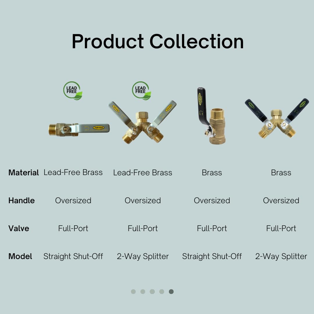 FAIRVIEW-Lead-Free, Industrial-Grade Garden Hose Splitter, Oversized Handles, Full-Port Valves with HEX Connector