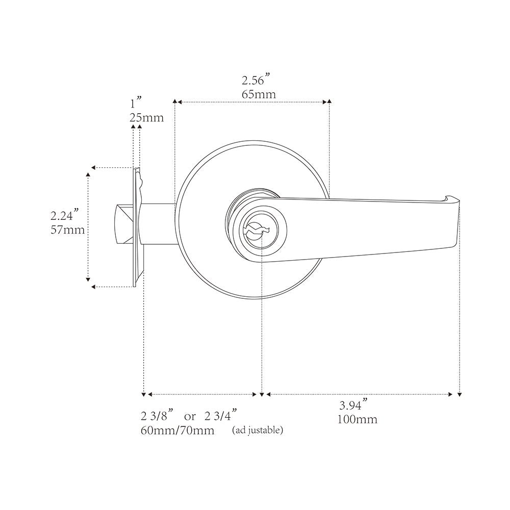 2 Pack of MANREN Lever Keyed Entry Door Lever Handle Lock, Universal Door Knob Hardware,Nickel Brushed Color (MR802et-2)