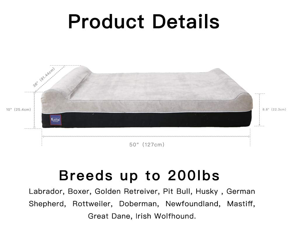 LaiFug Extra Large Pet/Dog Bed Removable Washable Cover (Jumbo Replacement Cover (50"x36"x10") Slate Grey)
