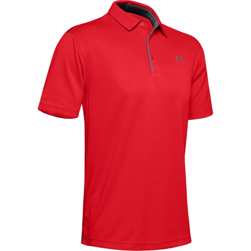 Under Armour Mens Tech Golf Polo, Red (600)/Pitch Gray, Large Tall