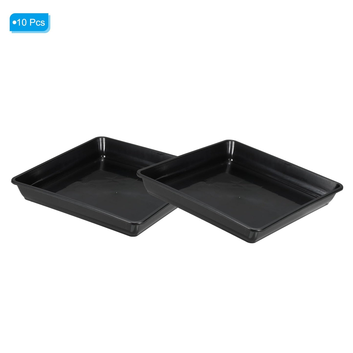 PATIKIL Plant Saucers 9 Inch, 10 Pack Square Plastic Flower Pot Thicker Plants Drip Trays for Indoor Outdoor Garden Potted, Black
