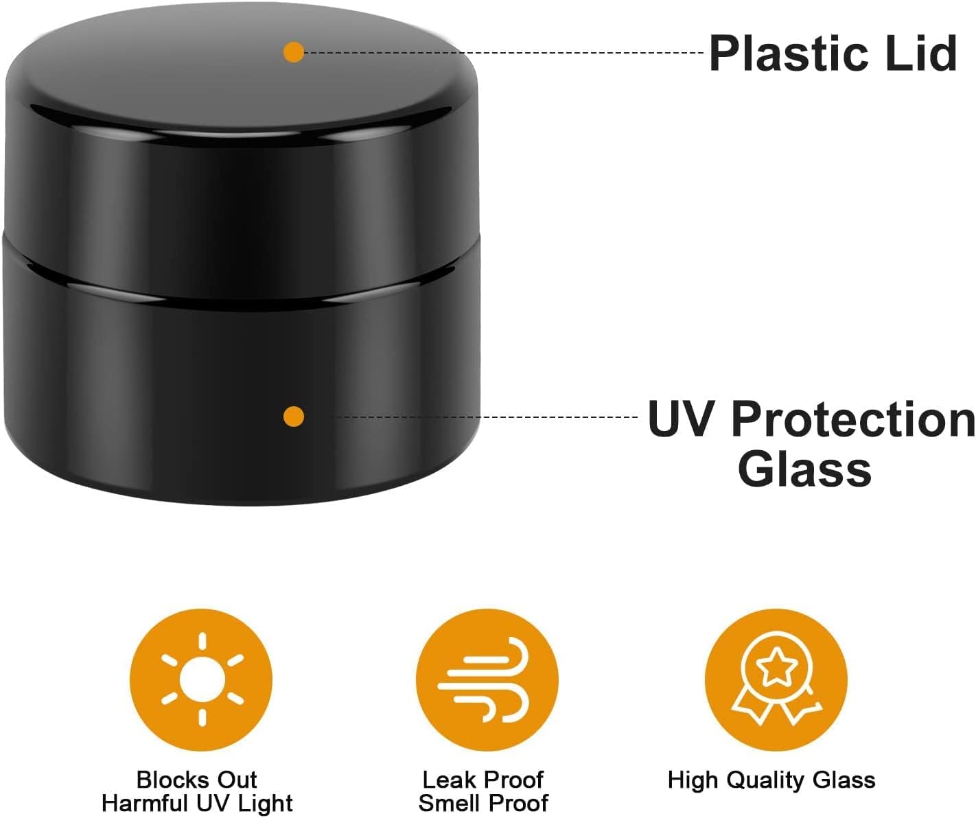 (50 Packs) Green Nexus 5g/5ml UV Protection Glass Jars for Lip Balm, Lotion, Oil, Cream & Cosmetics Enhanced Cap (2024)