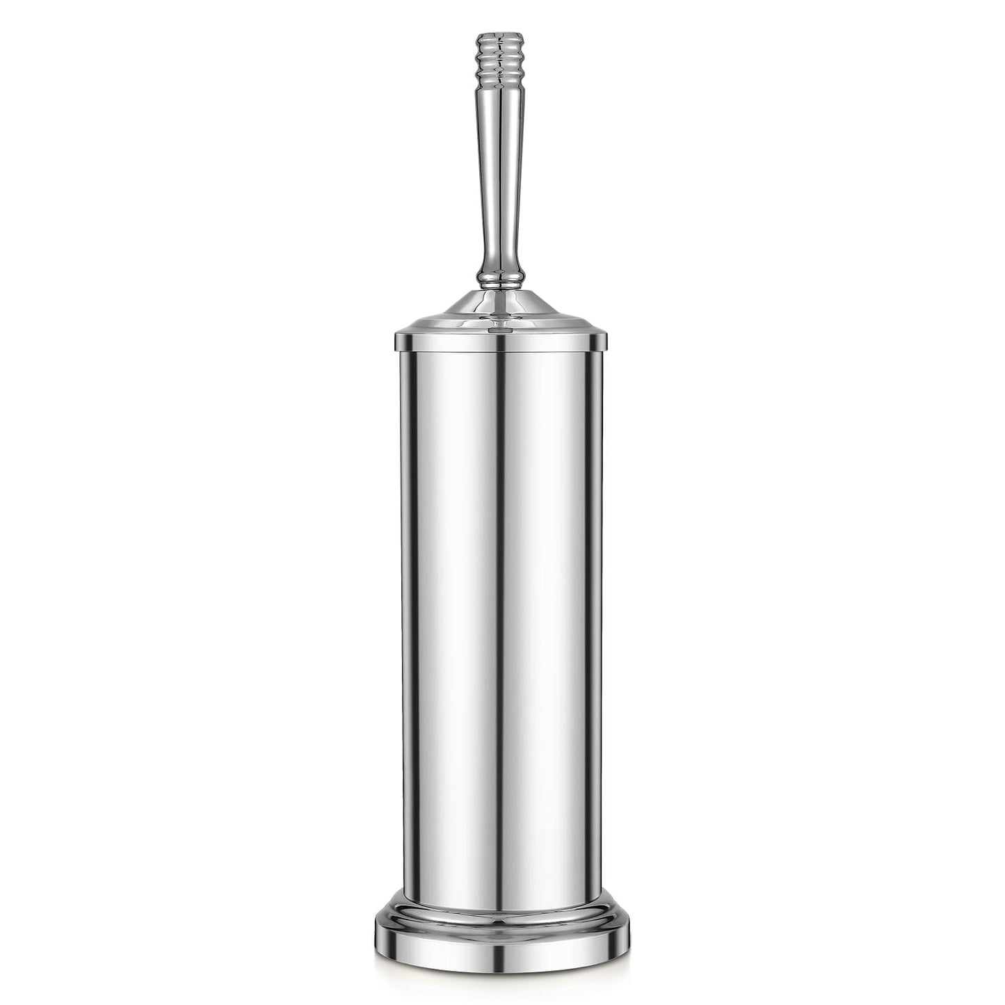 Chrome Toilet Brush and Holder Set, Stainless Steel Toilet Brush for Bathroom,Heavy Duty Toilet Bowl Brush and Holder,Deep Cleaning Modern Toilet Cleaner Brush -Space Saving, Covered Brush