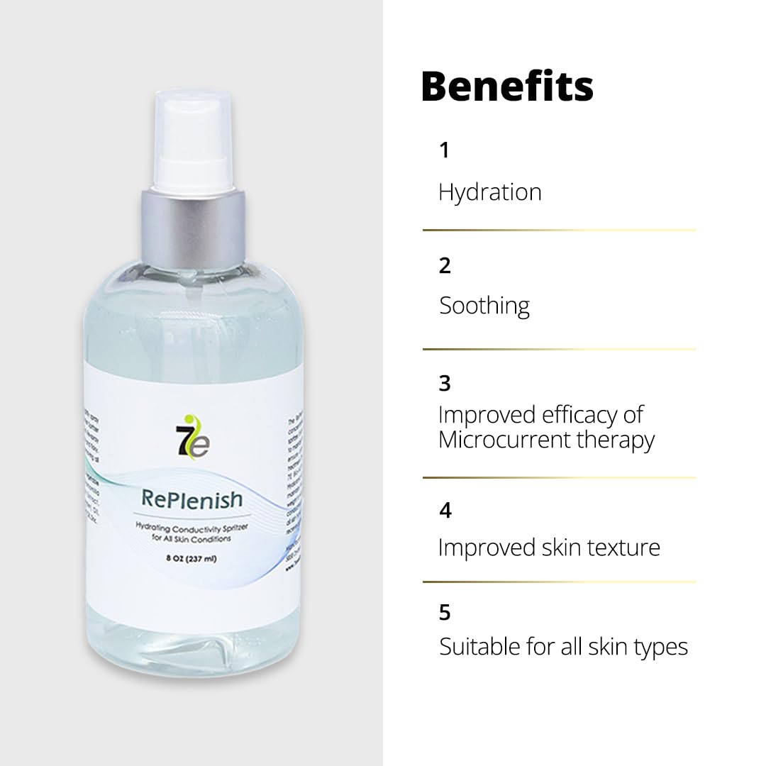 7E Wellness MyoLift RePlenish Spritzer – Hydrating Mist for Microcurrent Therapy – Reactivates Conductive Gel, Enhances Conductivity, Soothes & Moisturizes Skin (8oz / 236ml)