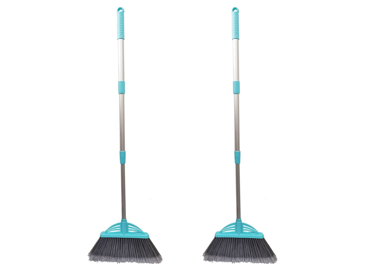 Xifando Three-Section Telescopic Aluminum Alloy Rod Long-Handled Broom for Housekeeping Garden Camping Outdoor&Indoor, 2 PCS Light Blue