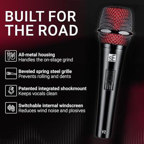 SE Electronics V2-SW Supercardioid Dynamic Handheld Microphone with On/Off Switch, Black