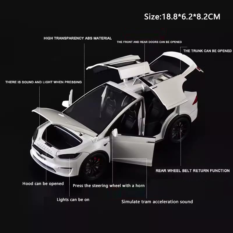 Andek 1:24 Model X Alloy Car Model Simulation Sound and Light Pull Back Toy Car Metal Sports Car Boys Collection Ornaments Gift (Red)