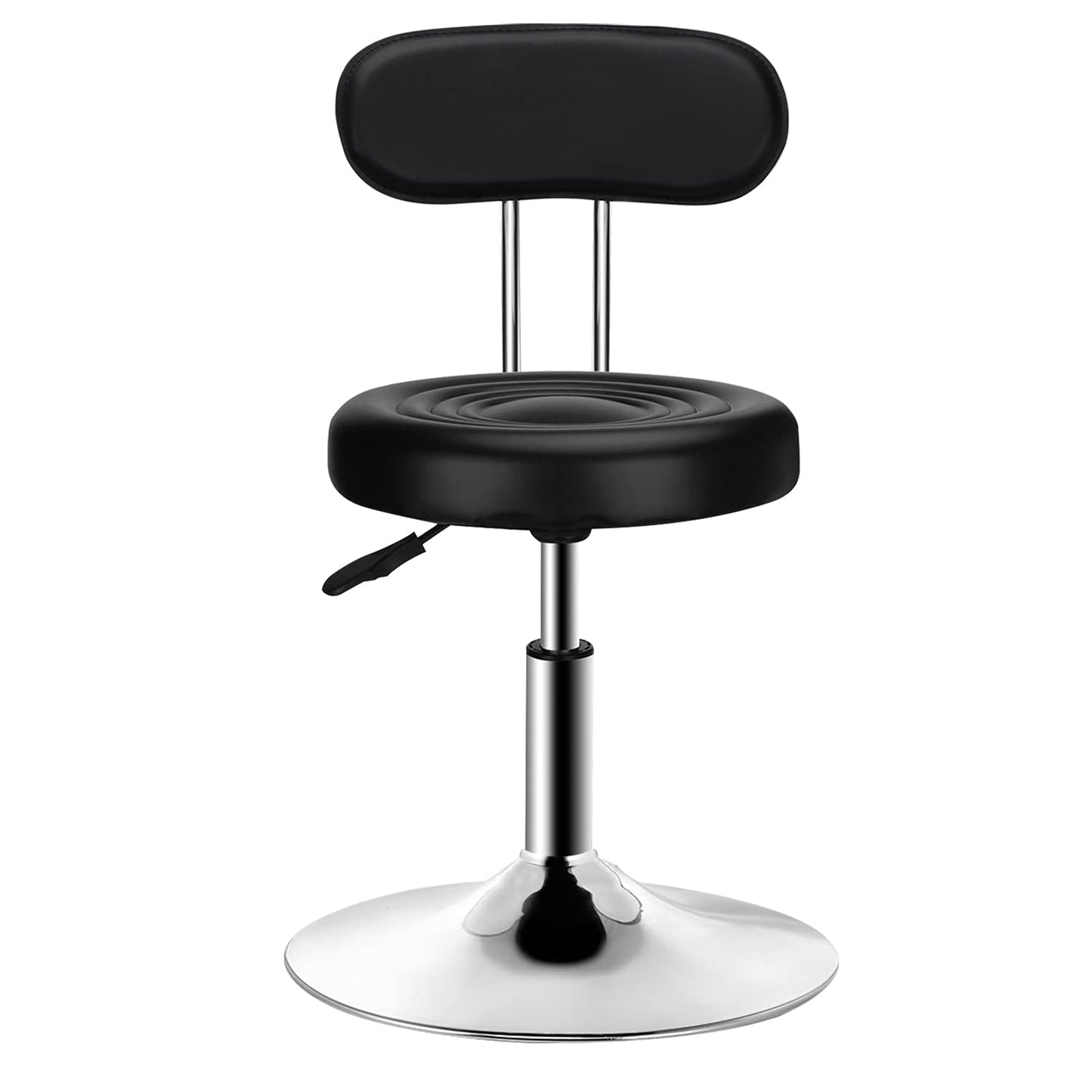 PenghaiYunfei Round Bar Stool Kitchen Stools with Backs Backrest Adjustable Height PU Leather Adjustable Rotating Drawing Work SPA Medical Salon Stool Chair Home kitchen Office Stool Drum stool(Black)