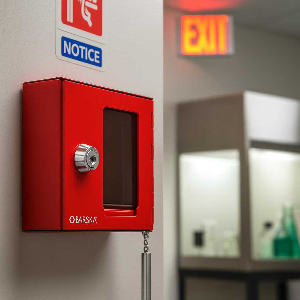 Barska AX11838 Breakable Emergency Key Box with Attached Hammer (Red)