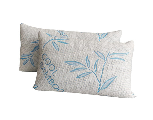 2 Pack King Size Rayon Derived from Bamboo Pillows for Sleeping, Cooling Shredded Memory Foam Adjustable Rayon Derived from Bamboo Bed Pillow with, Removable/Washable Cover (King 2 Pack)