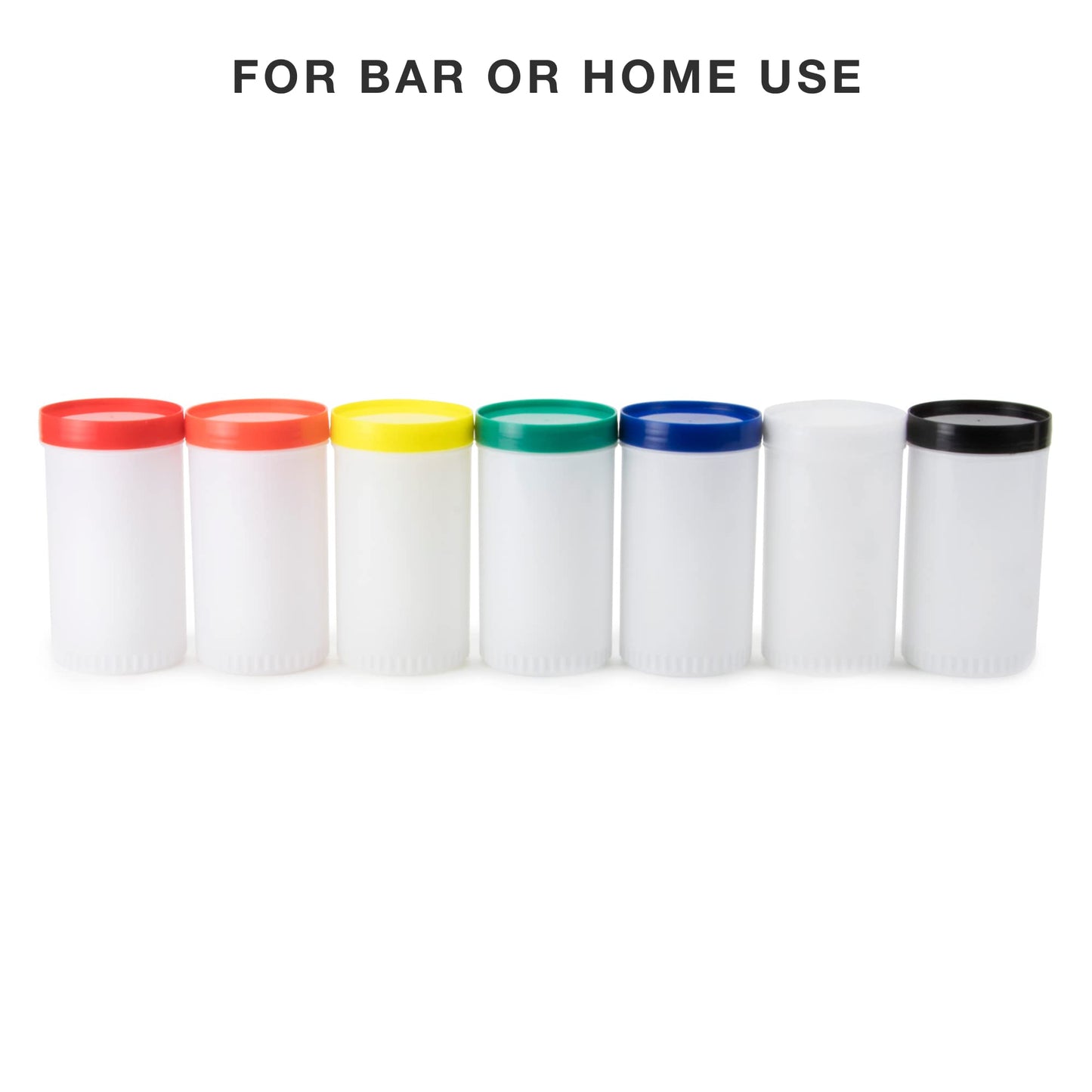 Cocktailor 7 Pack of Colorful Juice Pouring Spout Bottle Containers - 32 oz Plastic Barware for Mixing, Pouring, and Storing Cocktails, Juices, Syrups, Oils