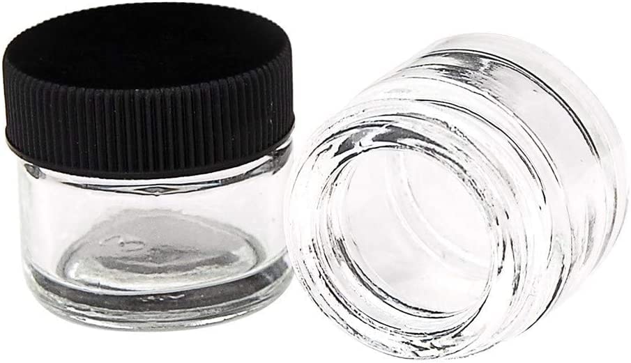 (250 Pack) 5ml Glass Concentrate Screw Top Jars | Essential Oil, Concentrate, Lip Balm or Makeup Containers | White Lids