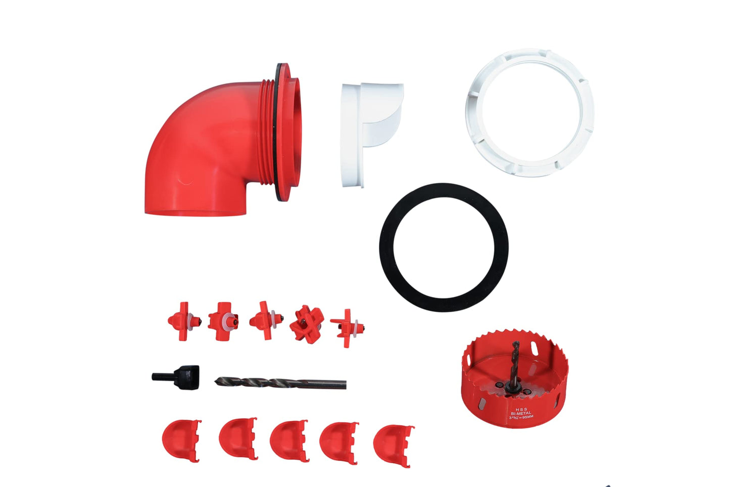 RentACoop DIY Large 4-Port Chicken Feeder Kit with Hole Saw - Includes Ports, Rain Hoods, Hole Saw, and Hardware - Suitable for Bantam Chickens, Turkeys, Ducks, Roosters, and Other Poultry
