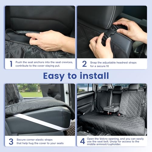 ALLANSING Back Seat Cover 60/40 Split Bench for Cars,Trucks,SUVs - Waterproof Easy Cleanup Car Seat Protector Great for Messy Kids and Drooling Pet Dogs(Black)
