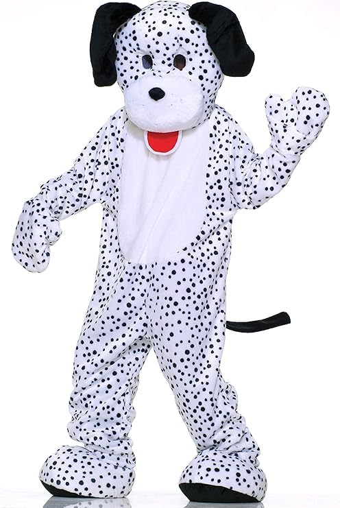 Lormaka Dalmatian Plush Dog Mascot Costume, Spotted Black and White