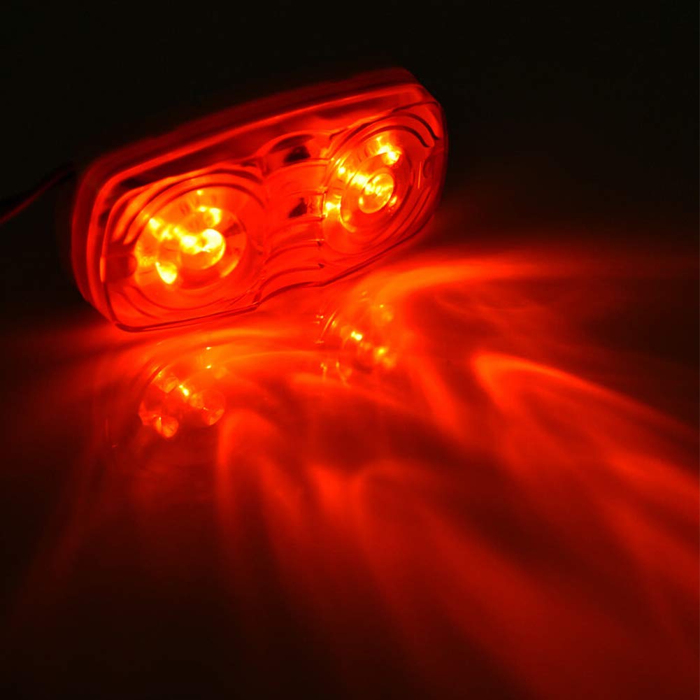 Supoika Trailer Marker LED Light 14 Pack Double Trailer Side Marker LED Light Bullseye 10 Diodes Clearance Lamps Red/Amber for Truck RV Boat Camper Trailers Pickups (7 Red & 7 Amber)