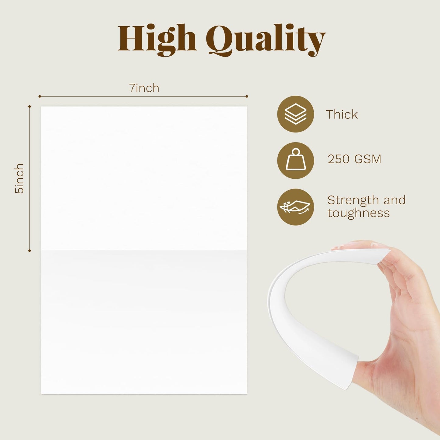Goefun Blank White Cards and Envelopes with Clear Cello Bags, 100 Pack 5 x 7 Folded Cardstock and A7 Envelopes Self Seal for Invitations, Wedding, Birthday and DIY Greeting Cards