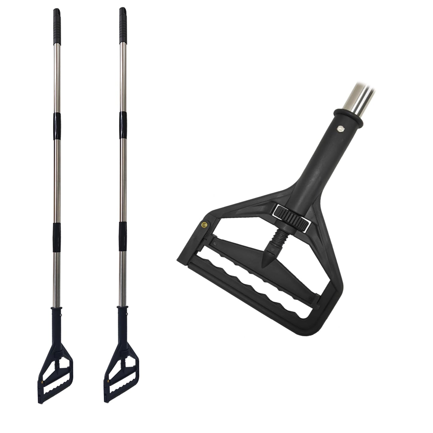 59" Adjustable Heavy Duty Commercial Industrial Mop Handle - 2 Pieces, Universal Replacement Holder