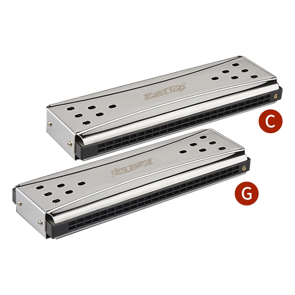 Selected Reeds 24Holes Double-sided Double-tone Harmonica, Advanced C-tone G-tone Polyphonic Harmonica for Beginners, Adults and Students with Wooden Box (24holes)