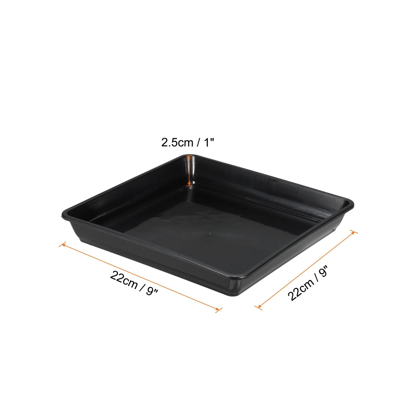 PATIKIL Plant Saucers 9 Inch, 10 Pack Square Plastic Flower Pot Thicker Plants Drip Trays for Indoor Outdoor Garden Potted, Black