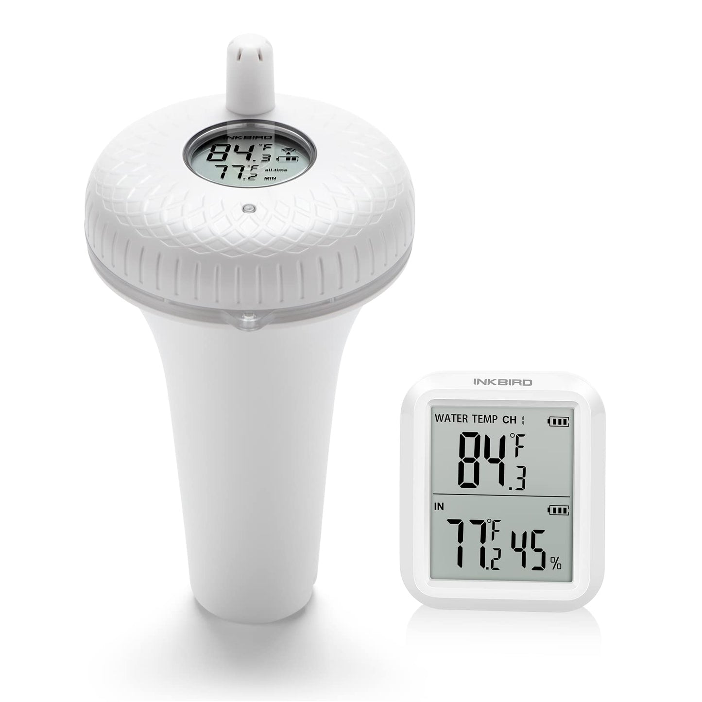 Inkbird Wireless Pool Thermometer & Receiver Set, Floating Thermometer with Easy Read Display, 300ft Remote Range and IPX7 Waterproof for Swimming Pool, Hot Tub, Spa, Hot Spring, and Bath Water
