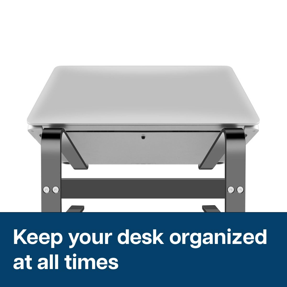MMOBIEL Laptop Stand Tall - Riser 10 to 18 inches - Ventilated Laptop Holder Universal - Stand for Desk Compatible with MacBook, Notebook, ASUS and More - Incl. Tools - Black Aluminum