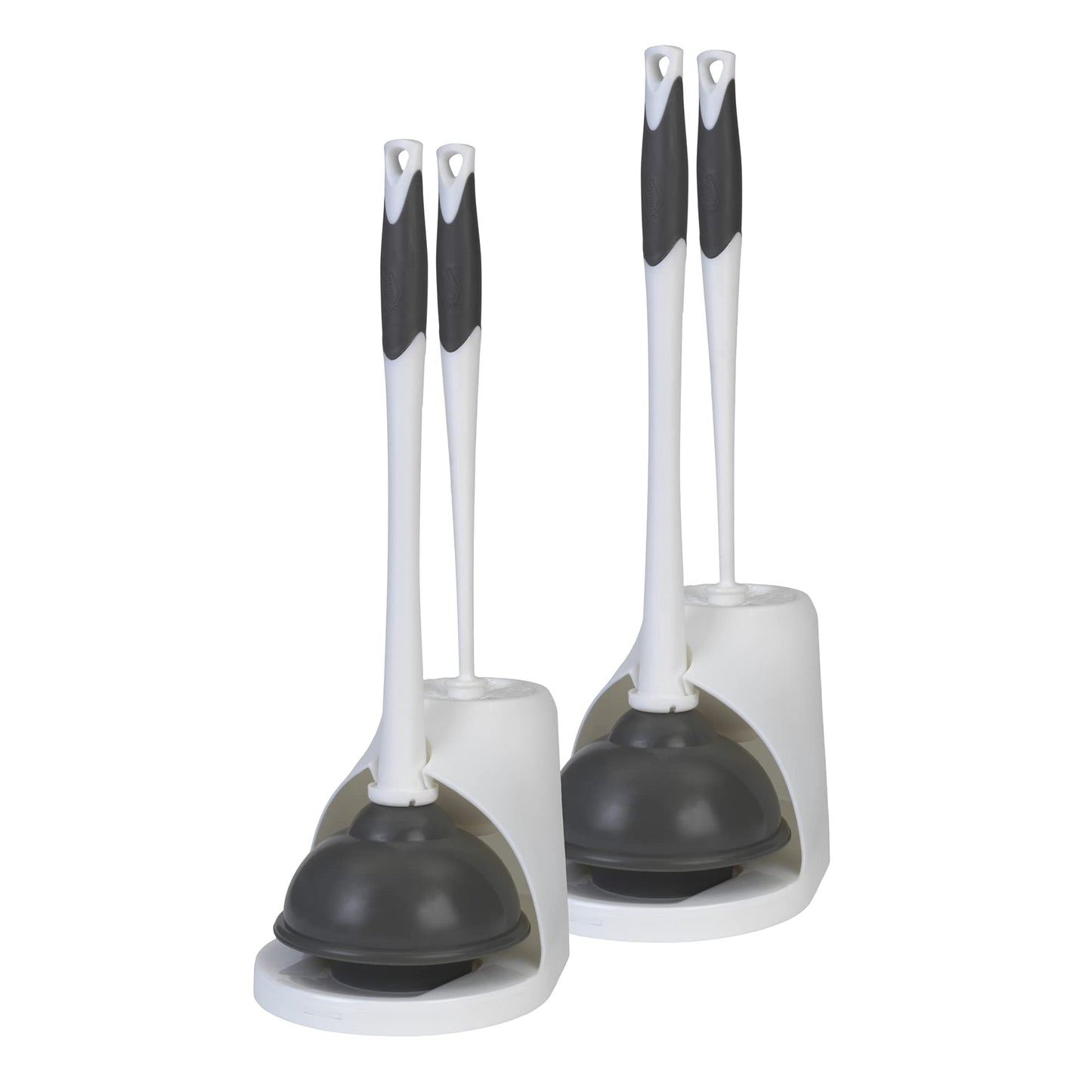 Clorox Toilet Bowl Brush & Plunger Combo Set with Storage Caddy, Set of 2 - Toilet Plunger for Bathroom, Bathroom Organizer & Storage, Bathroom Accessories, Toilet Unclogger, Long Handled Toilet Brush
