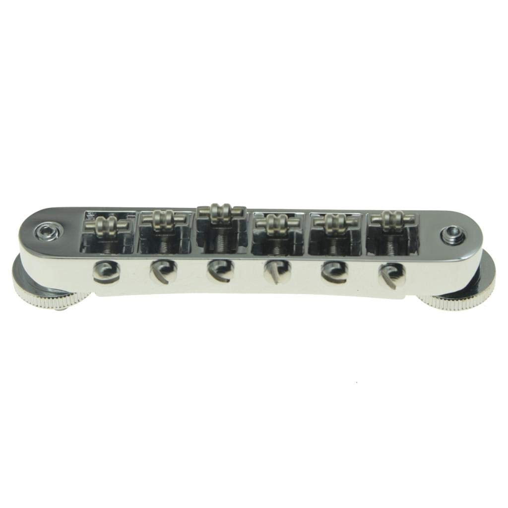 KAISH Chrome Guitar Roller Saddle Bridge Tune-O-Matic Bridge For Gibson Les Paul,SG,ES Dot,Gretsch Bigsby Guitar with M4 Threaded Posts