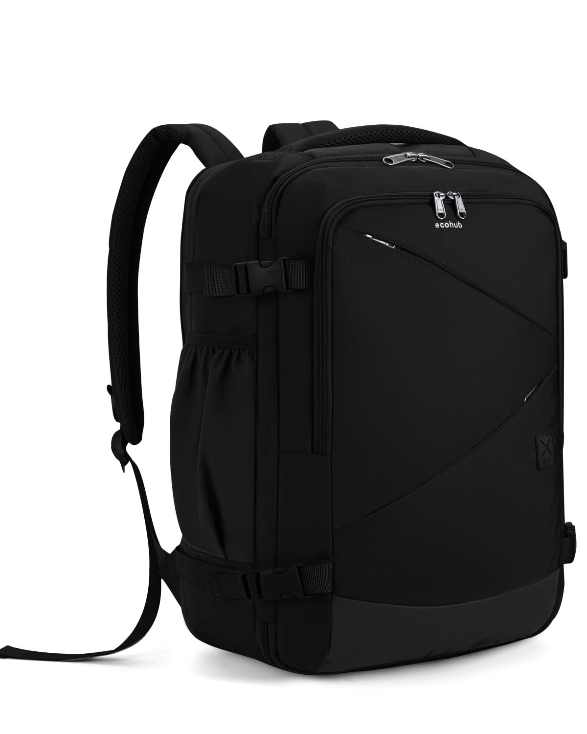 ECOHUB Travel Backpack for Men Women, Expandable Large Carry On Backpacks Essentials with Wet Pocket Cable Slot Water Resistant 12 Pockets 30L Travel Work Black