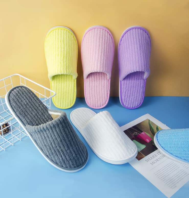 12 Pairs Disposable Slippers, Washable Disposable Home Slippers Spa Hotel Slippers Reusable Home Slippers for Family Spa Guests Hotels(6 color)